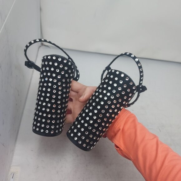 CHRISTIAN LOUBOUTIN MOVIDA JANE BLACK SUEDE CRYSTAL PLATFORM SANDAL - Picture 9 of 11